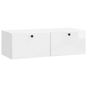 Nástěnná TV skříň 98 x 41 x 30 cm Bílá s vysokým leskem - obrázek 2