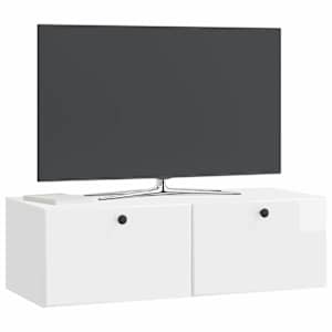 Nástěnná TV skříň 98 x 41 x 30 cm Bílá s vysokým leskem - obrázek 3