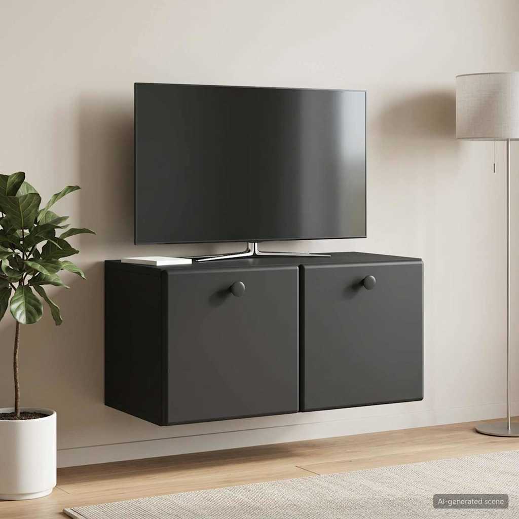 Seinälle asennettava TV-kaappi 59,5 x 31 x 30 cm Musta - Image 4