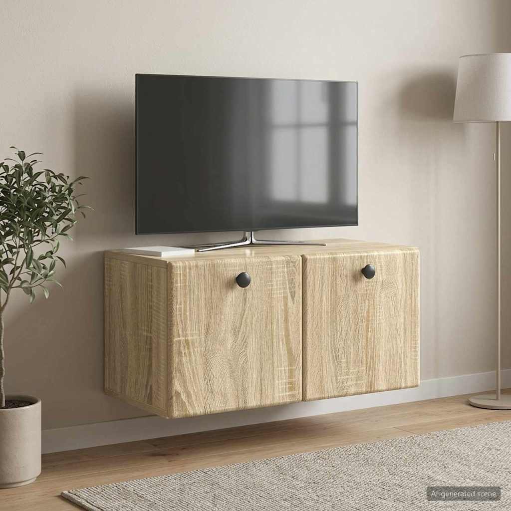 Seinälle asennettava TV-kaappi 59,5 x 31 x 30 cm Sonoma-tammi