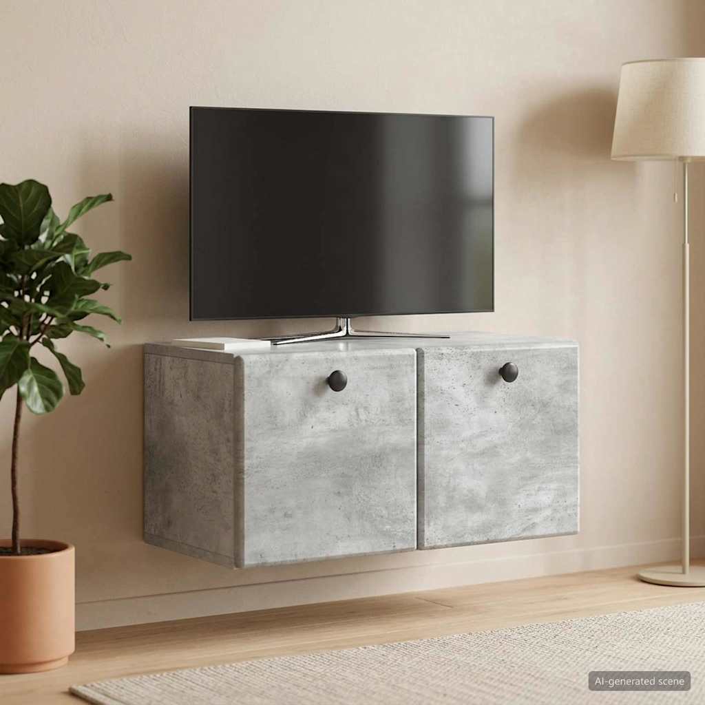 Seinälle asennettava TV-kaappi 59,5 x 31 x 30 cm Betoninharmaa
