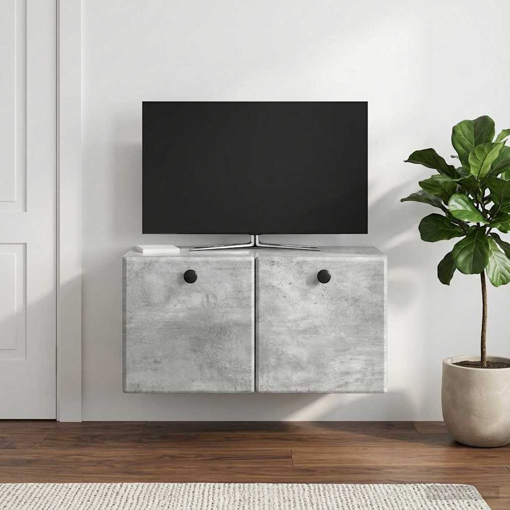 Seinälle asennettava TV-kaappi 59,5 x 31 x 30 cm Betoninharmaa - Image 4
