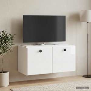 Nástěnná TV skříň 59,5 x 31 x 30 cm Bílá s vysokým leskem - obrázek 1