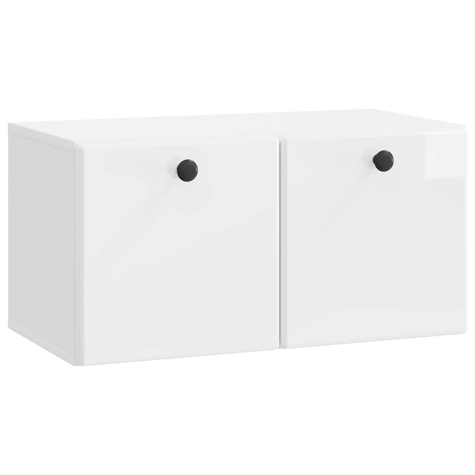 vidaXL Oglindă TV montată pe perete Alb foarte lucios Lemn prelucrat