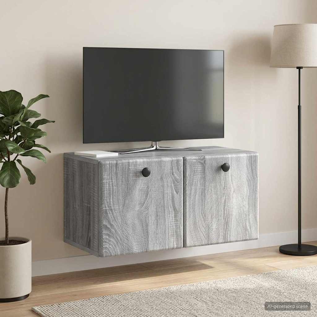 vidaXL Oglindă TV montată pe perete 59,5 x 31 x 30 cm Sonoma gri