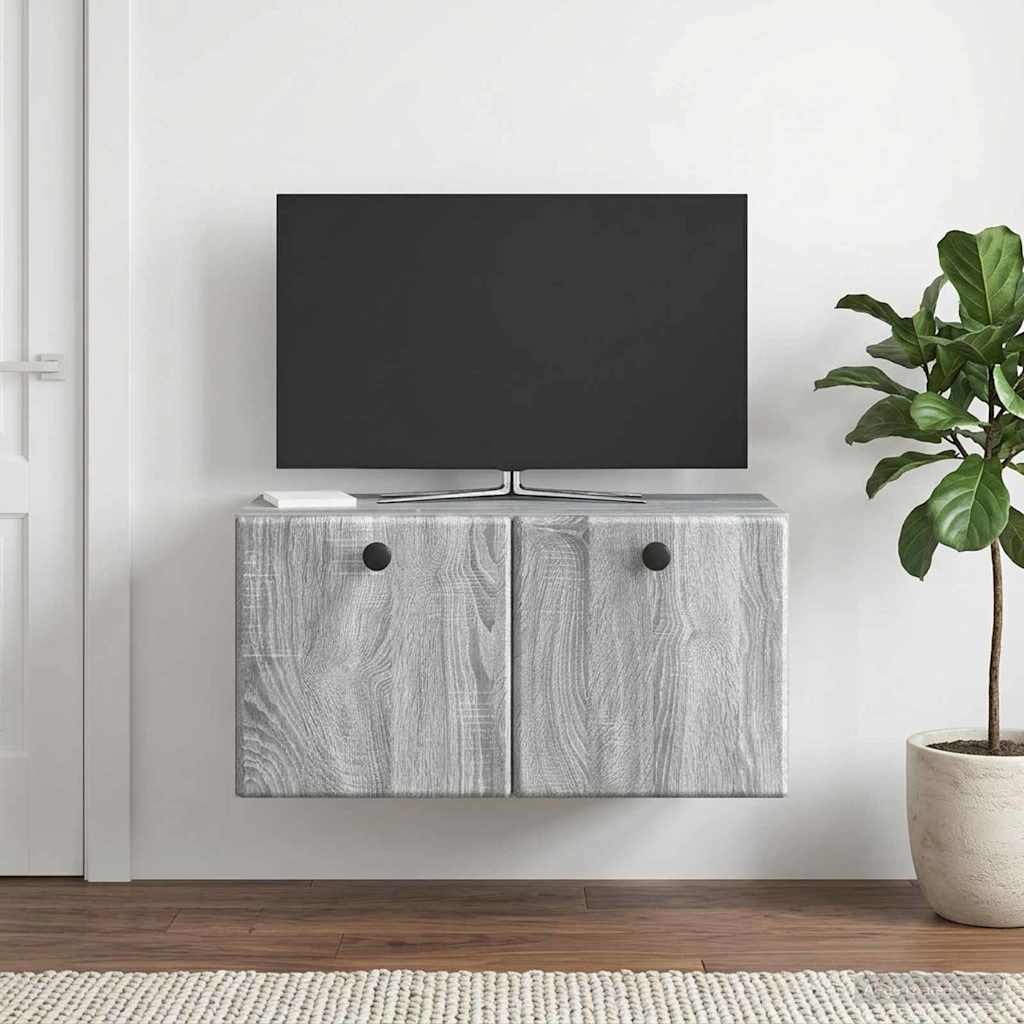 Seinälle asennettava TV-kaappi 59,5 x 31 x 30 cm Harmaa Sonoma - Image 4