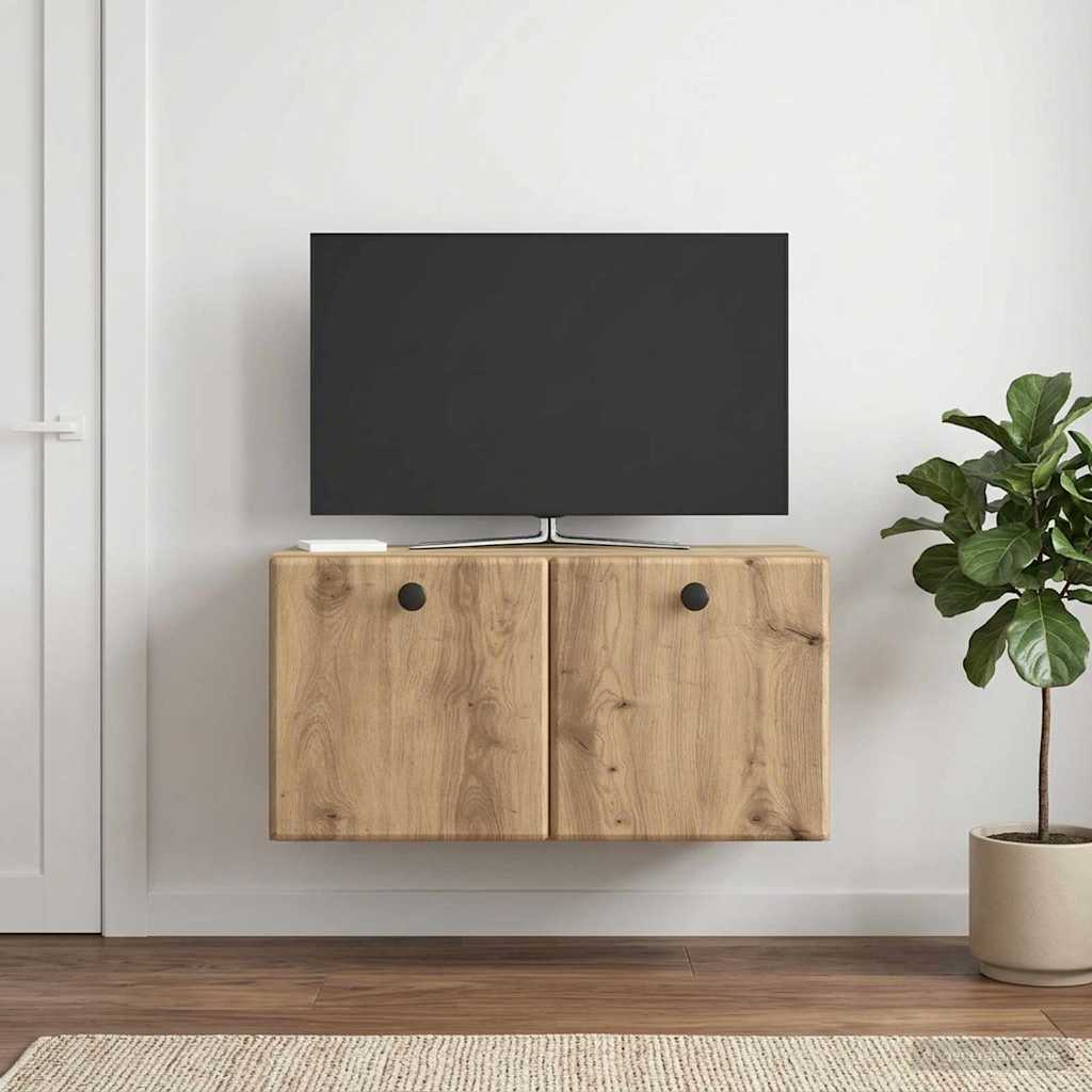 Seinälle asennettava TV-kaappi 59,5 x 31 x 30 cm Artisaanitammi - Image 4