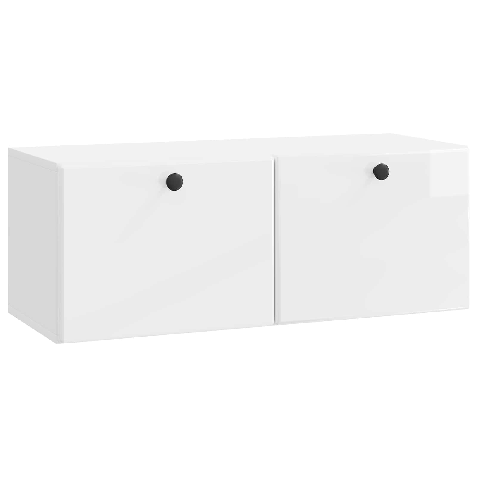 vidaXL Oglindă TV montată pe perete Alb foarte lucios Lemn prelucrat