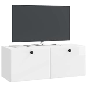 Nástěnná TV skříň 78,5 x 31 x 30 cm Bílá s vysokým leskem - obrázek 3