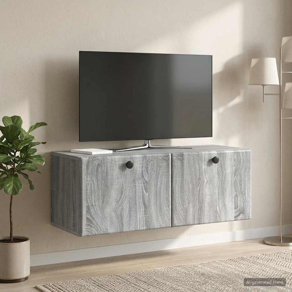 vidaXL Oglindă TV montată pe perete 78,5 x 31 x 30 cm Sonoma gri