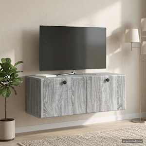 Nástěnná TV skříň 78,5 x 31 x 30 cm Šedý Sonoma - obrázek 4