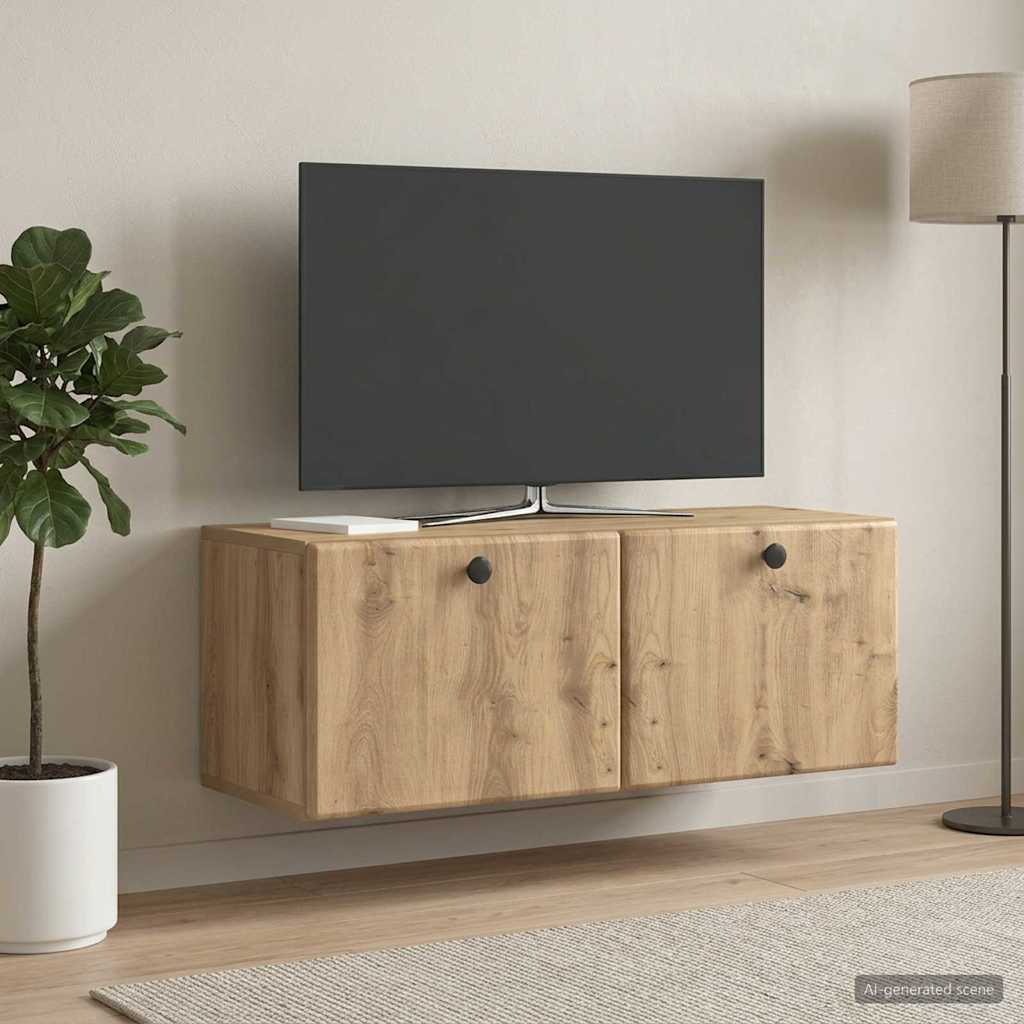 Seinälle asennettava TV-kaappi 78,5 x 31 x 30 cm Artisaanitammi - Image 4