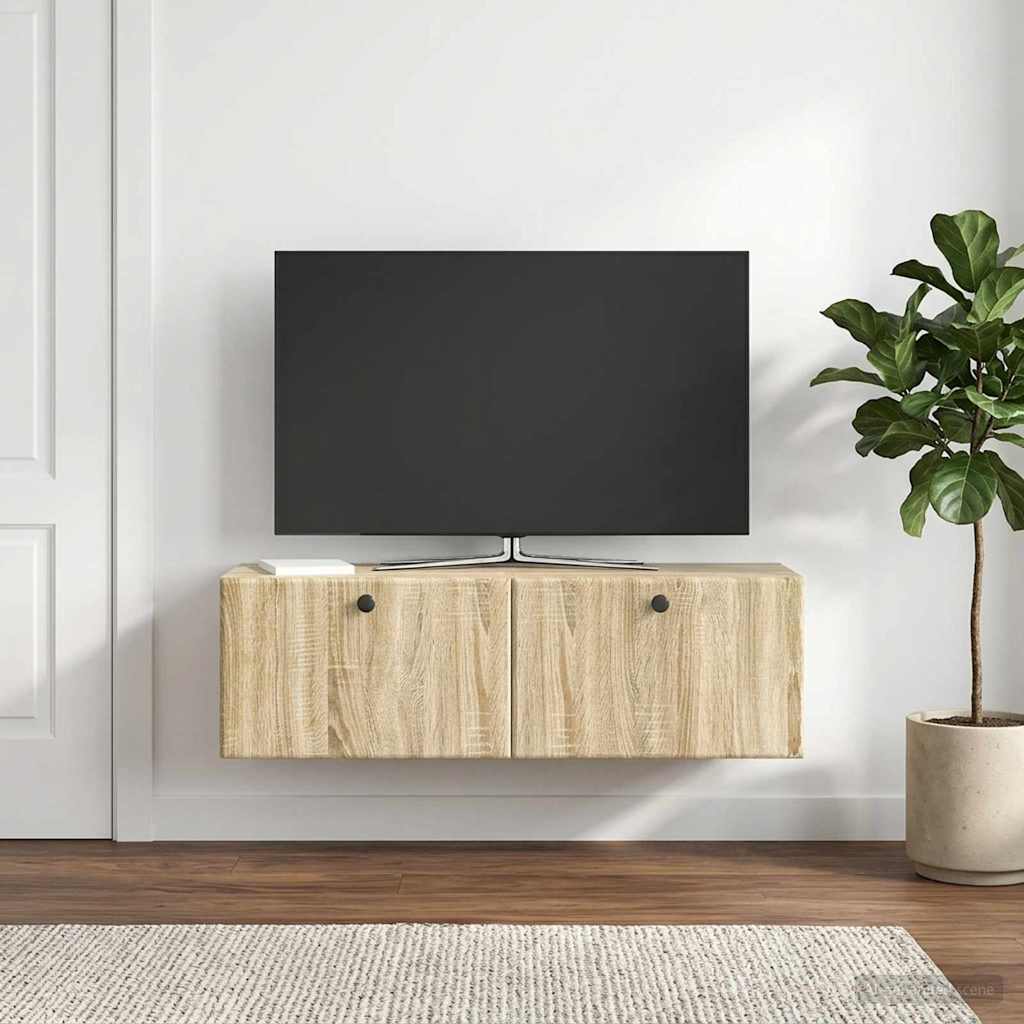 vidaXL Væghængt TV-skab 98 x 31 x 30 cm Sonoma-eg Konstrueret træ