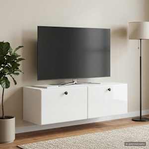 Nástěnná TV skříň 98 x 31 x 30 cm Bílá s vysokým leskem - obrázek 1