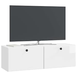 Nástěnná TV skříň 98 x 31 x 30 cm Bílá s vysokým leskem - obrázek 3