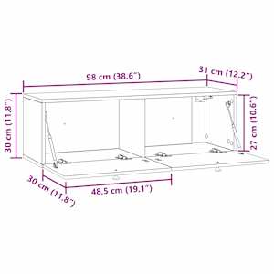 Nástěnná TV skříň 98 x 31 x 30 cm Kouřový dub Kompozitní dřevo - obrázek 9