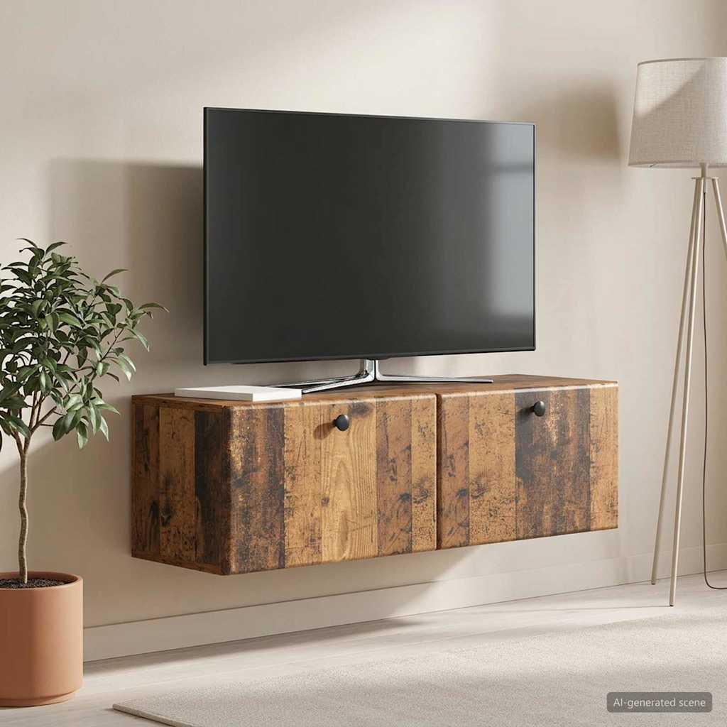 vidaXL Oglindă TV montată pe perete 98 x 31 x 30 cm Lemn vechi