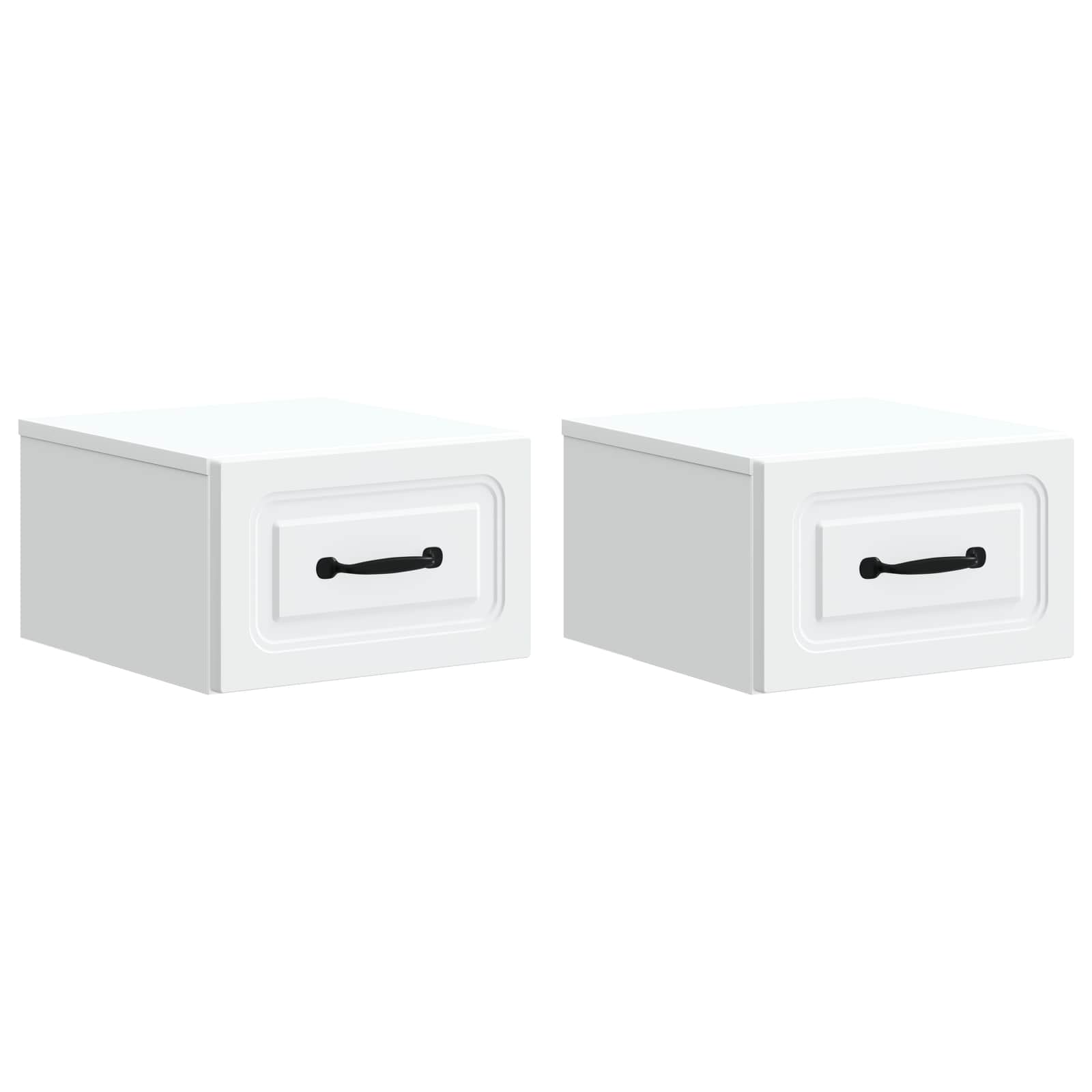 Stenski nočni omarici s predalom 2 pcs Bela 34,5 x 33 x 20 cm