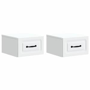 Stenski nočni omarici s predalom 2 pcs Bela 34,5 x 33 x 20 cm