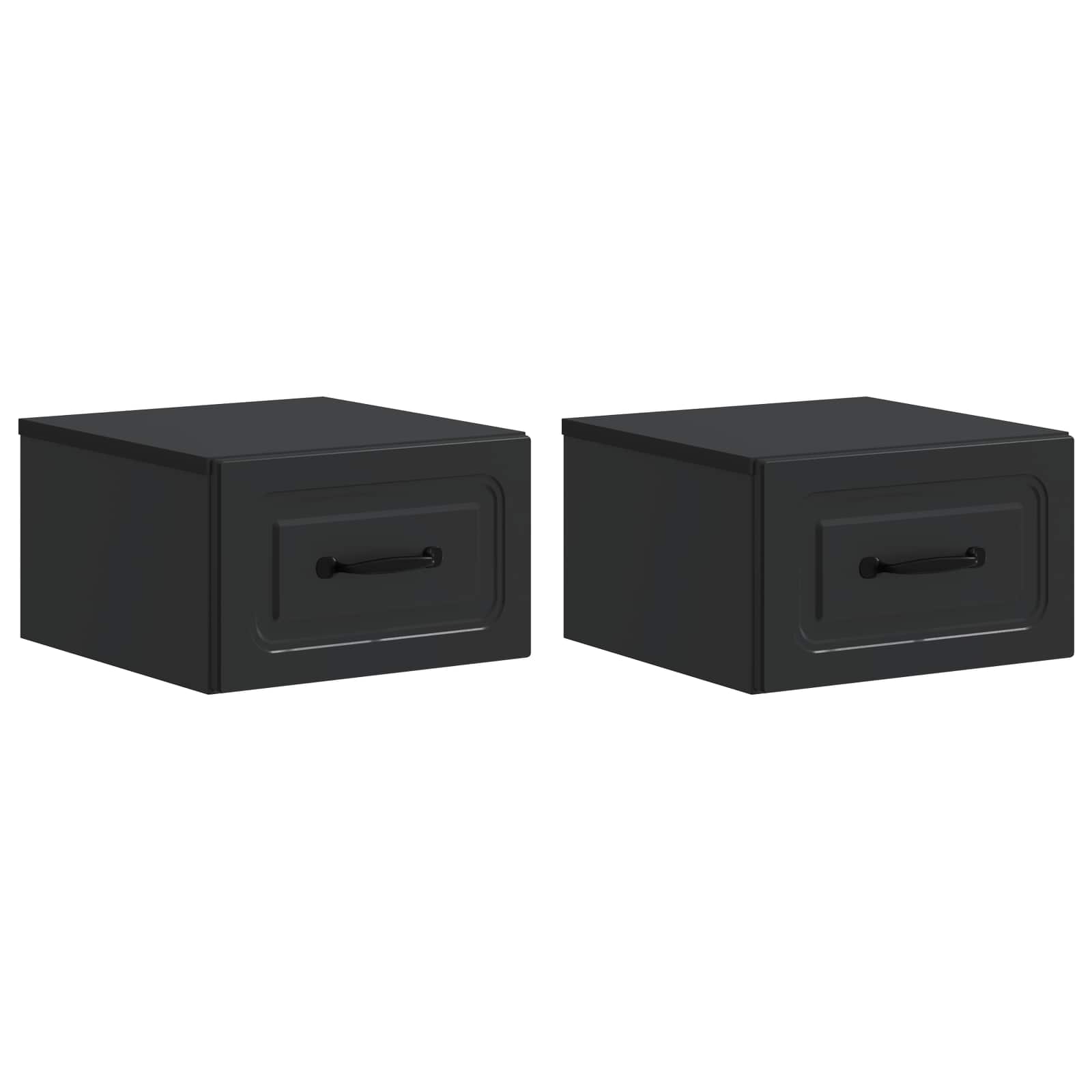 vidaXL Dulap de noapte suspendat 2 pcs Negru 34,5 x 33 x 20 cm