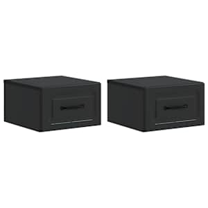Stenski nočni omarici s predalom 2 pcs Črna 34,5 x 33 x 20 cm