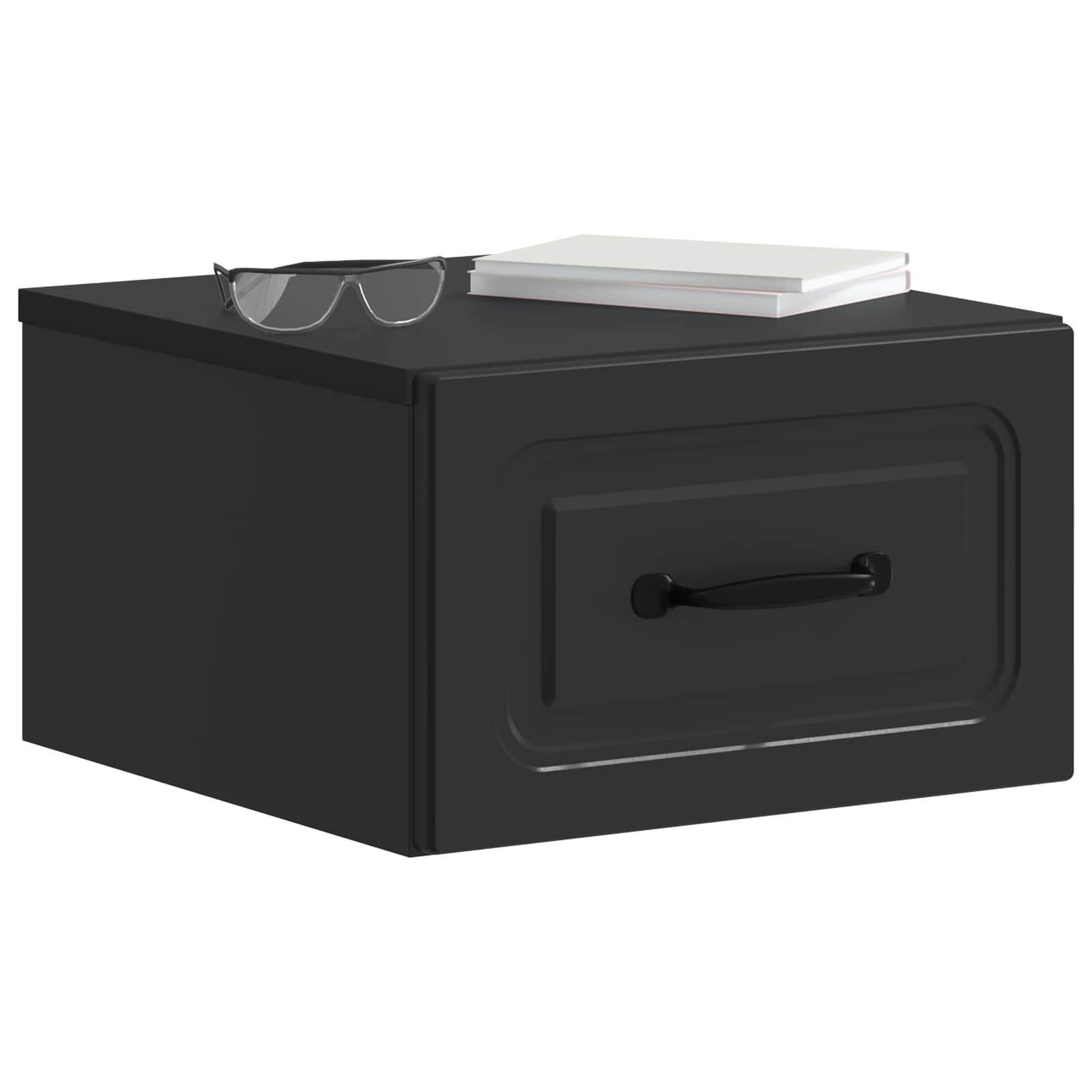 Stenski nočni omarici s predalom 2 pcs Črna 34,5 x 33 x 20 cm - slika 2