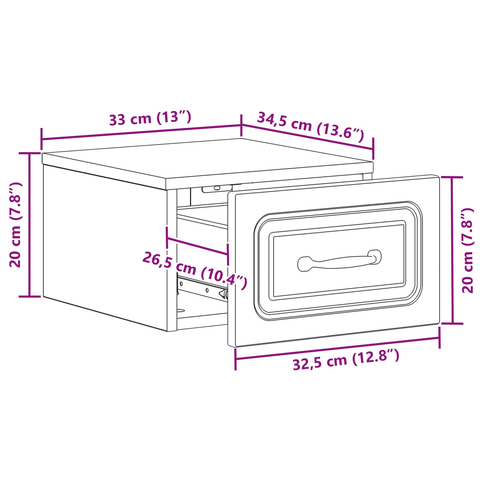 Stenski nočni omarici 2 pcs Sonoma hrast 34,5 x 33 x 20 cm - slika 9