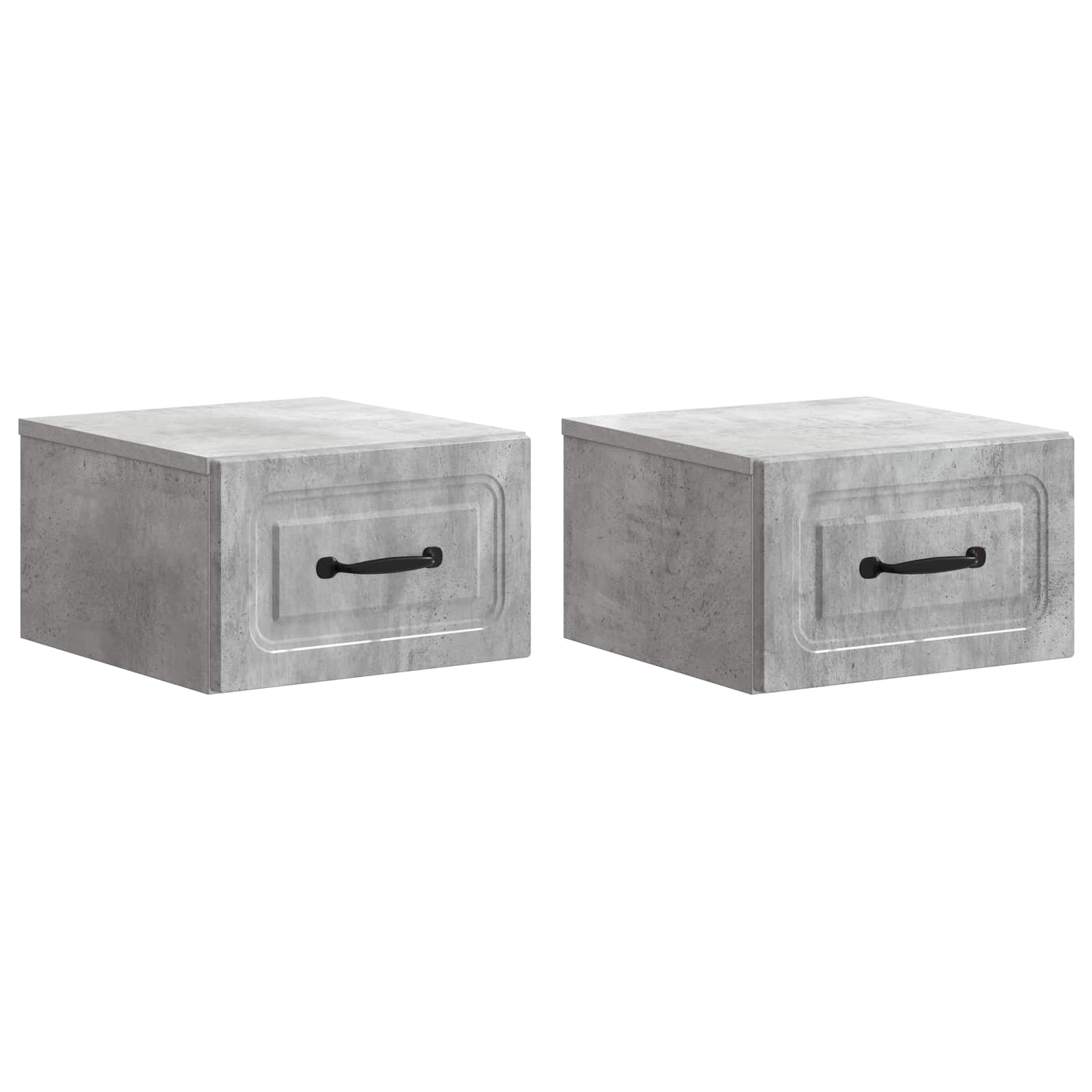 vidaXL Dulap de noapte suspendat 2 pcs Gri Beton 34,5 x 33 x 20 cm