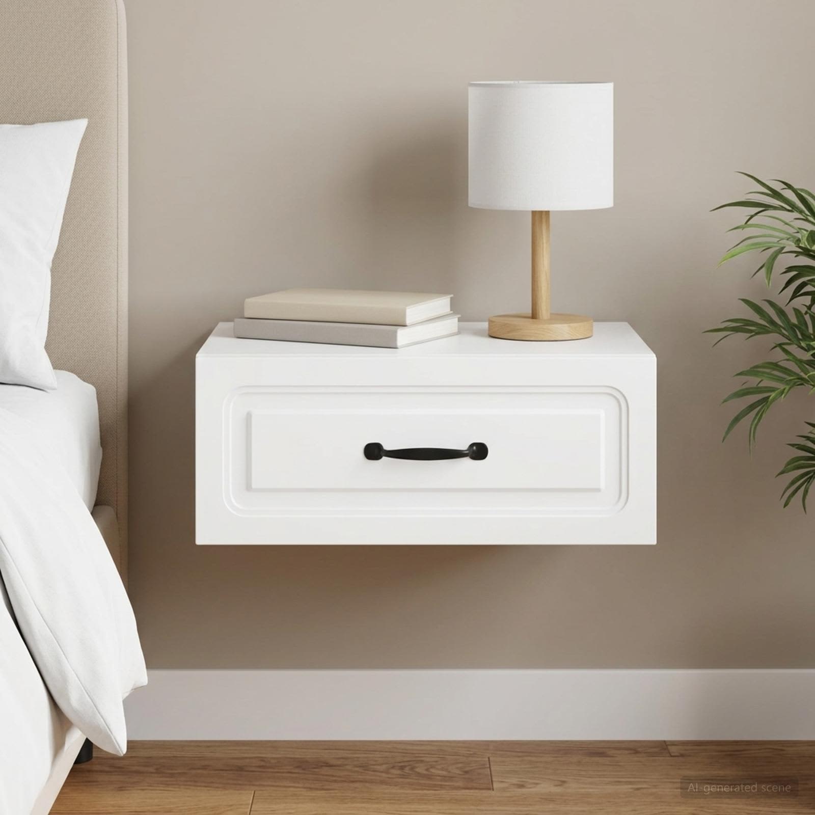vidaXL Väggmonterat Sängbord Vit 49 x 34,5 x 20 cm Konstruerat trä