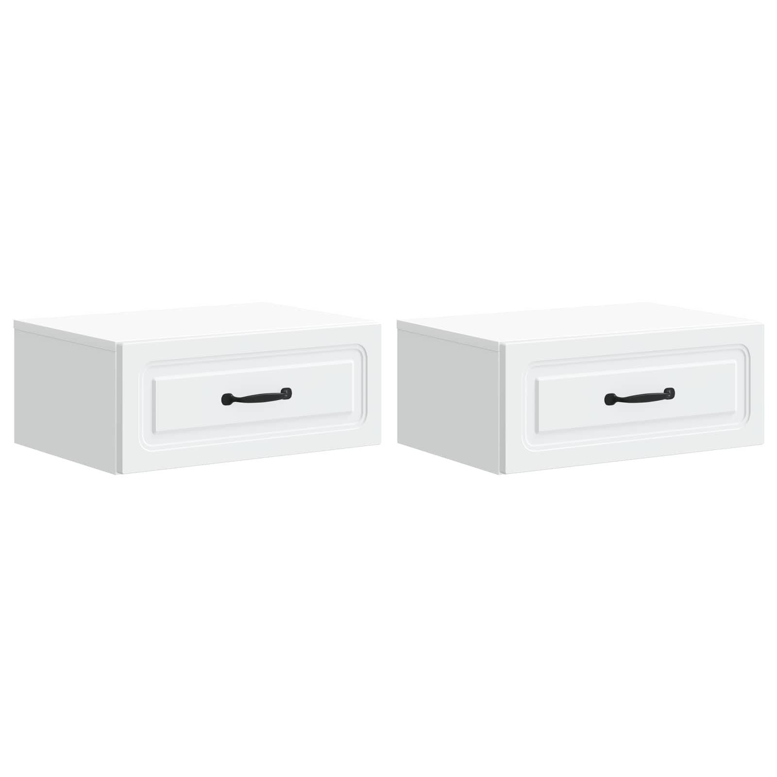 Nástěnný noční stolek se zásuvkou 2 pcs Bílá 49 x 34,5 x 20 cm