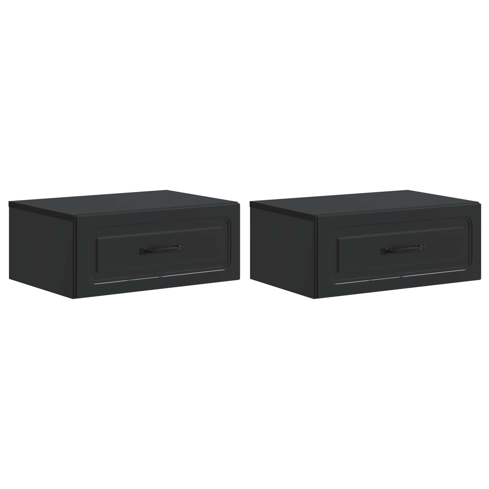 vidaXL Dulap de noapte suspendat 2 pcs Negru 49 x 34,5 x 20 cm