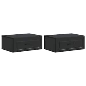 Stenski nočni omarici s predalom 2 pcs Črna 49 x 34,5 x 20 cm