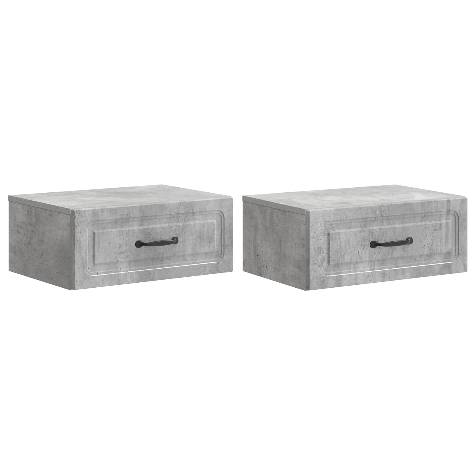 vidaXL Dulap de noapte suspendat 2 pcs Gri Beton 49 x 34,5 x 20 cm