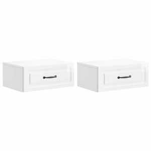 Stenski nočni omarici 2 pcs Bela visok sijaj 49 x 34,5 x 20 cm