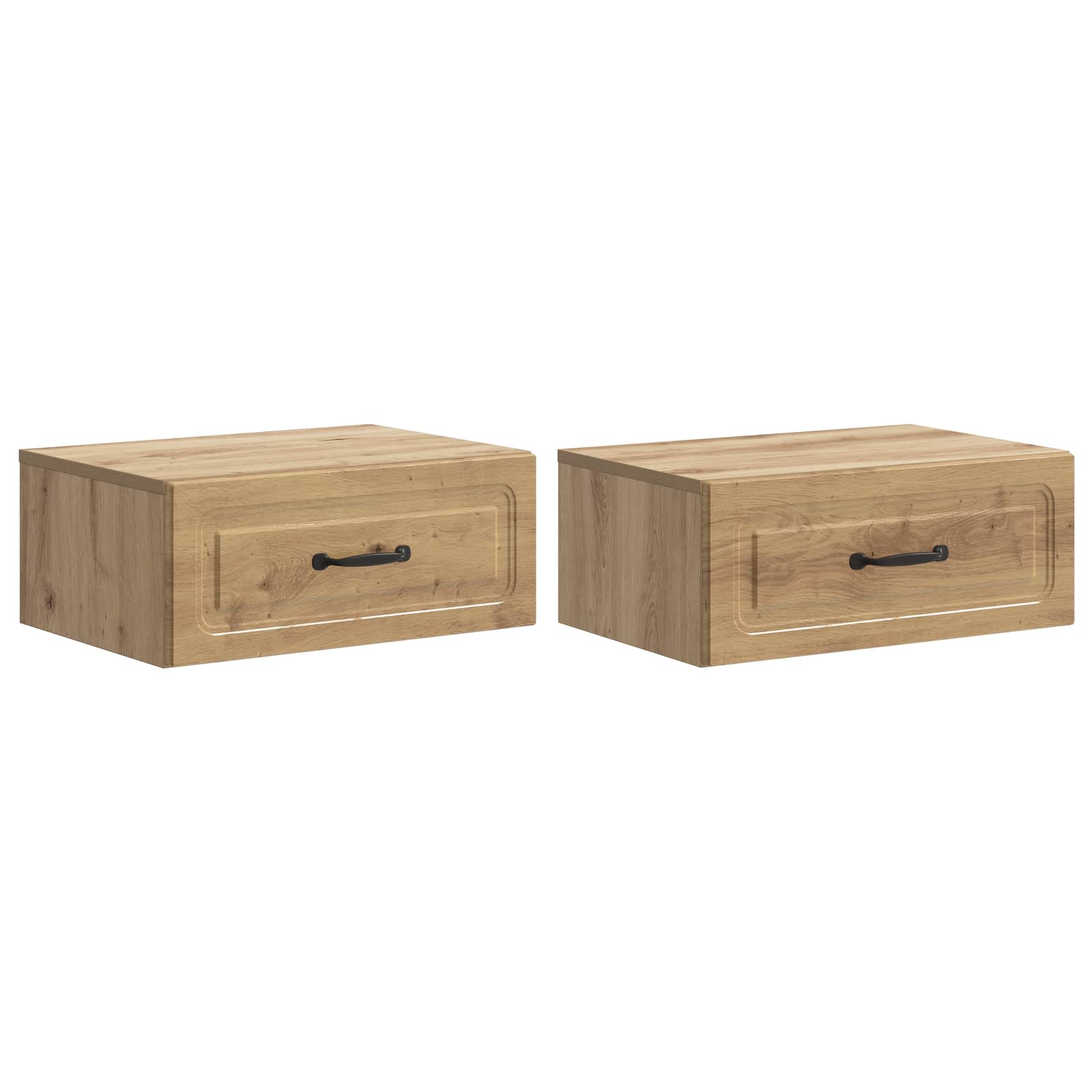 Seinälle Kiinnitettävä Yöpöytä 2 pcs Artisaanitammi