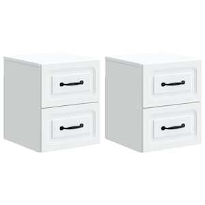 Nástěnný noční stolek se zásuvkou 2 pcs Bílá 34,5 x 33 x 40 cm - obrázek 2