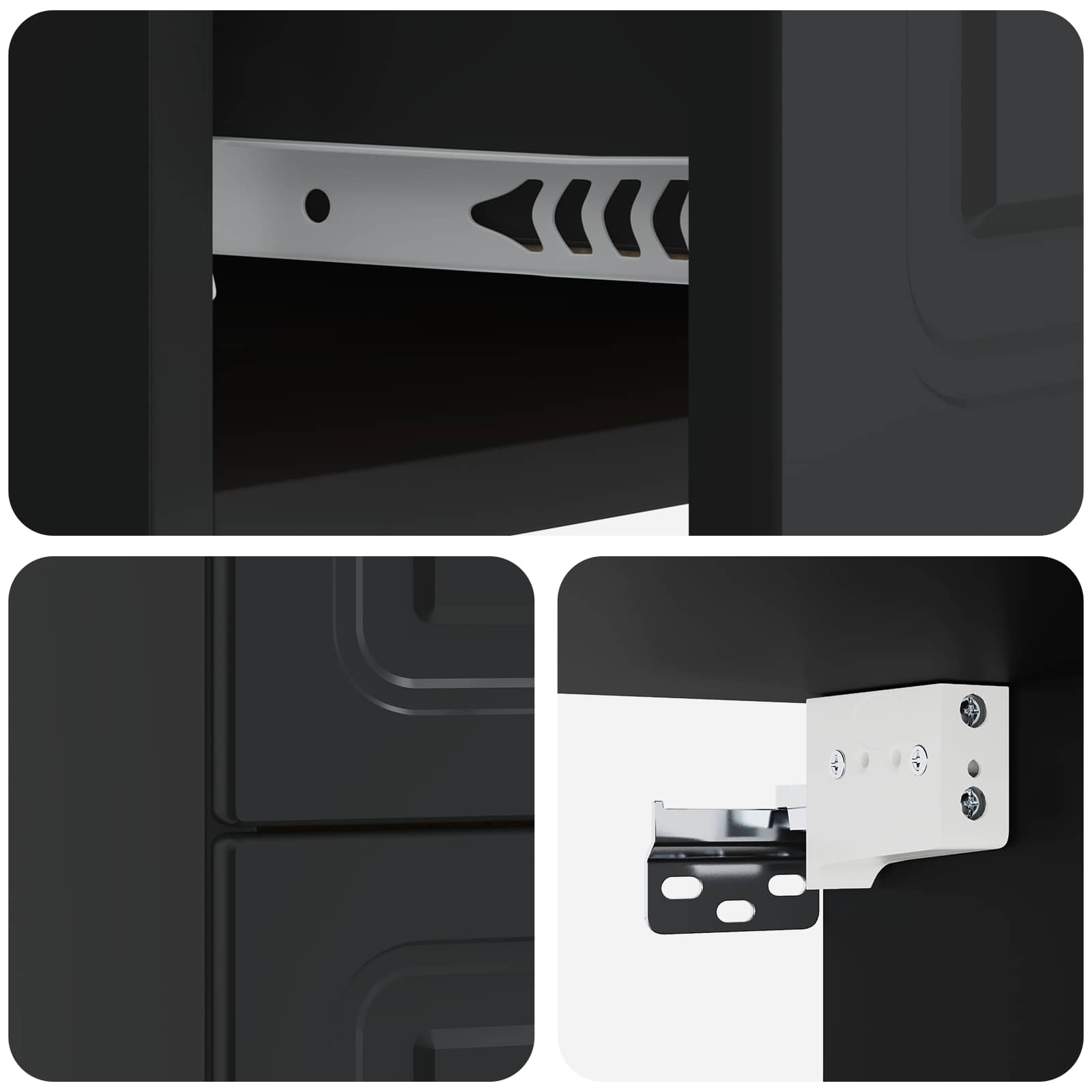 Stenski nočni omarici s predalom 2 pcs Črna 34,5 x 33 x 40 cm - slika 8