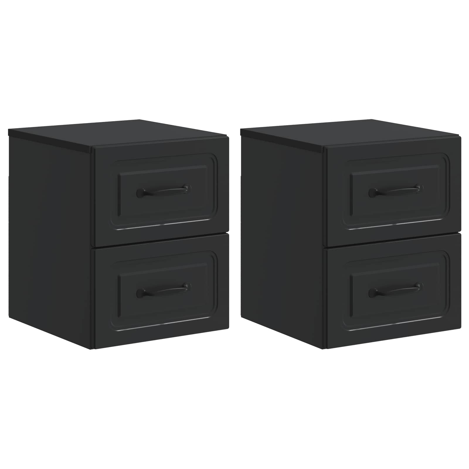 Stenski nočni omarici s predalom 2 pcs Črna 34,5 x 33 x 40 cm