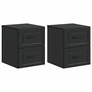 Stenski nočni omarici s predalom 2 pcs Črna 34,5 x 33 x 40 cm