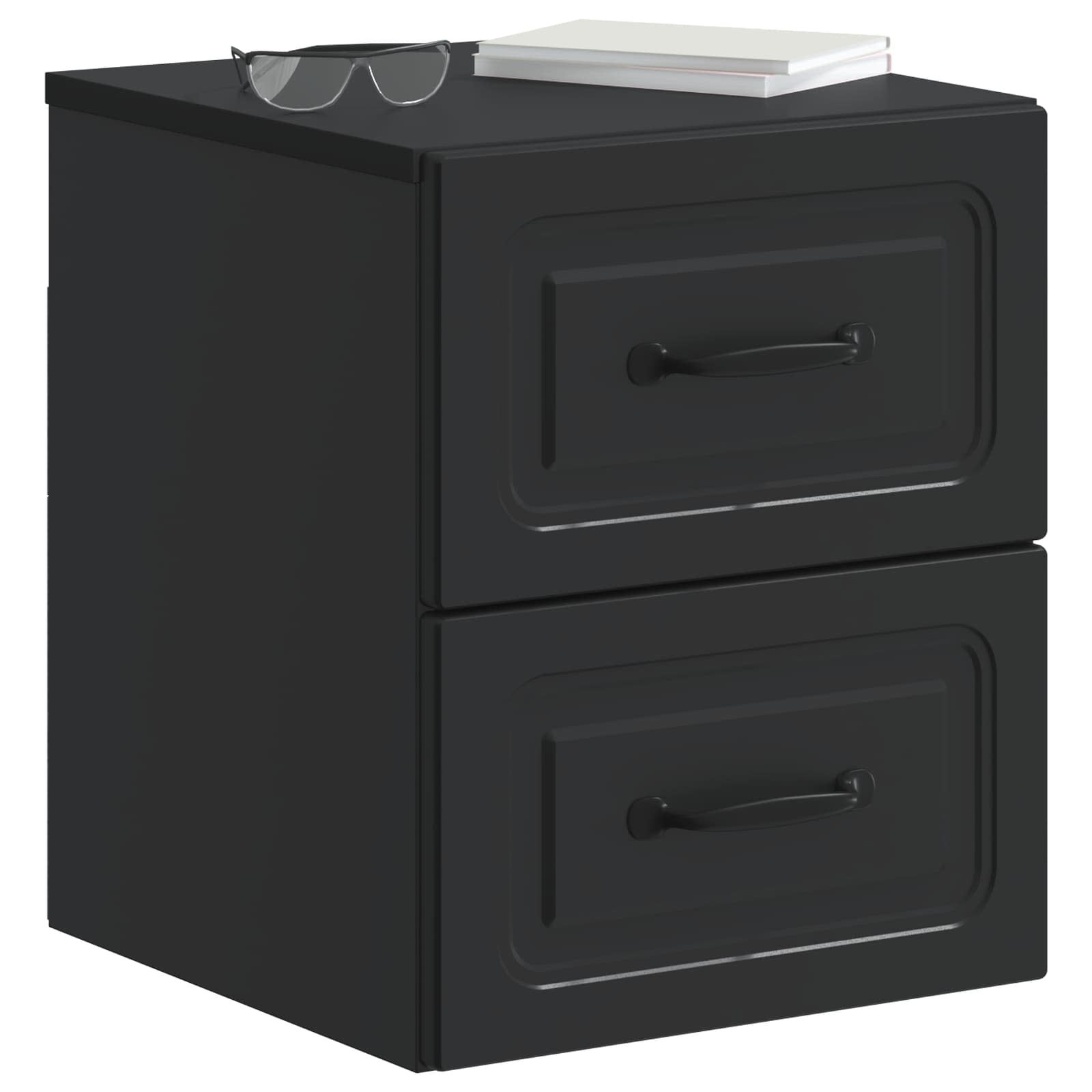 Stenski nočni omarici s predalom 2 pcs Črna 34,5 x 33 x 40 cm - slika 2