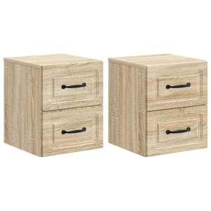 Nástěnný noční stolek 2 pcs Dub sonoma 34,5 x 33 x 40 cm - obrázek 2