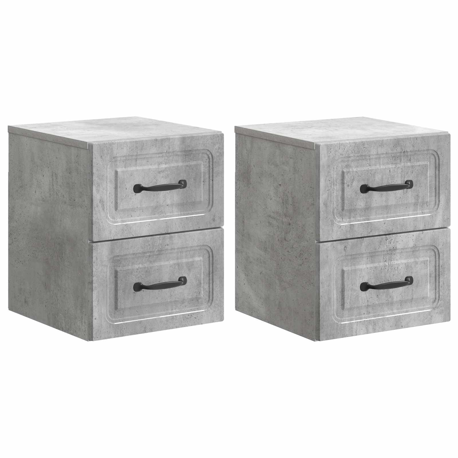 vidaXL Dulap de noapte suspendat 2 pcs Gri Beton 34,5 x 33 x 40 cm