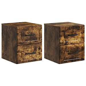 Nástěnný noční stolek 2 pcs Kouřový dub 34,5 x 33 x 40 cm - obrázek 2