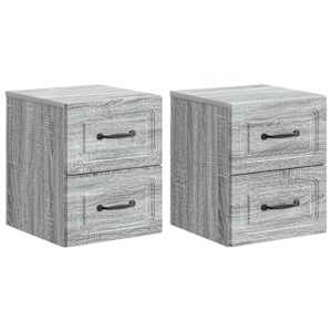 Stenski nočni omarici 2 pcs Siva Sonoma 34,5 x 33 x 40 cm