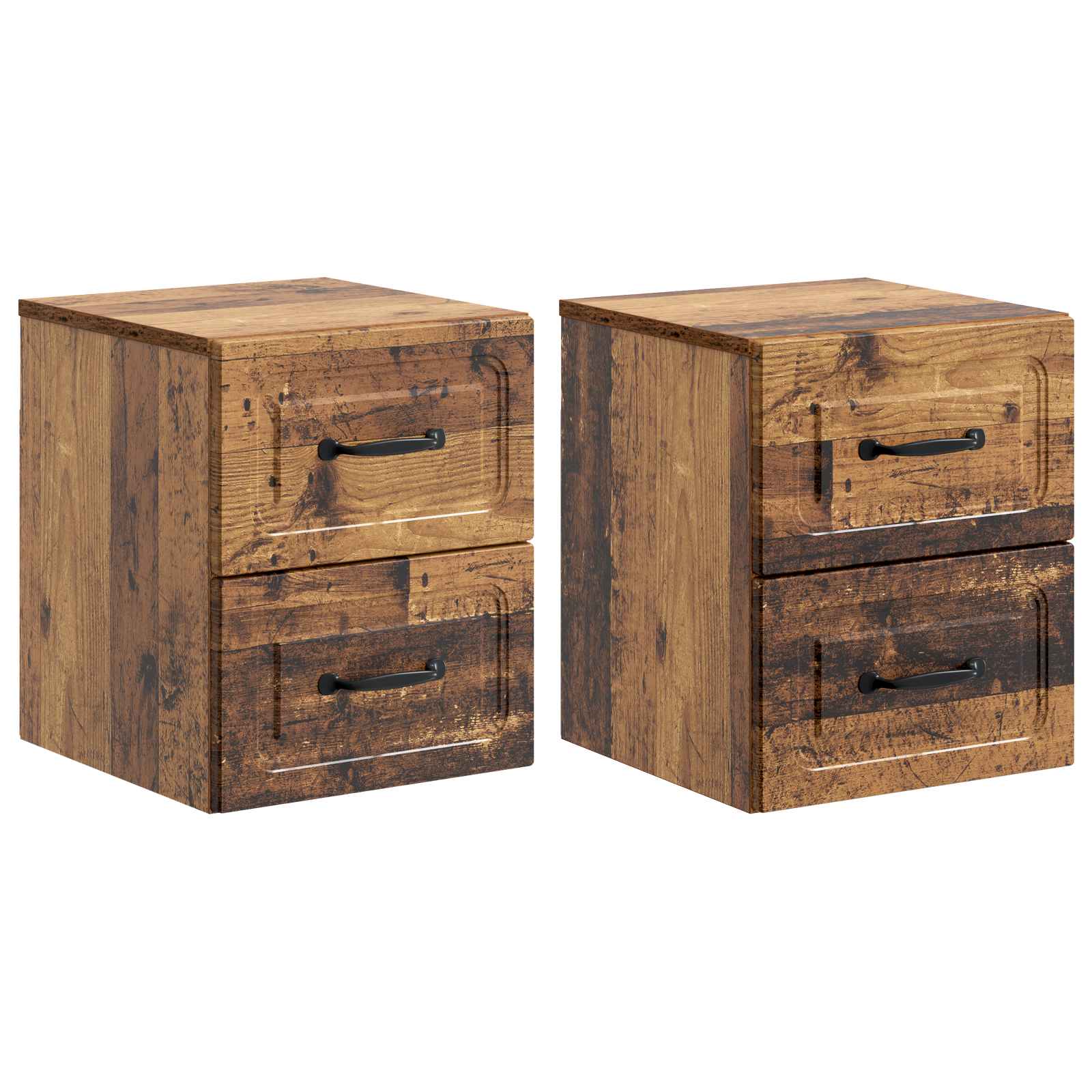 vidaXL Dulap de noapte suspendat 2 pcs Lemn vechi 34,5 x 33 x 40 cm