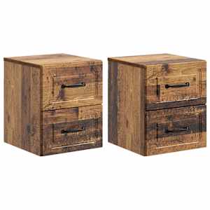 Nástěnný noční stolek 2 pcs Staré dřevo 34,5 x 33 x 40 cm - obrázek 2