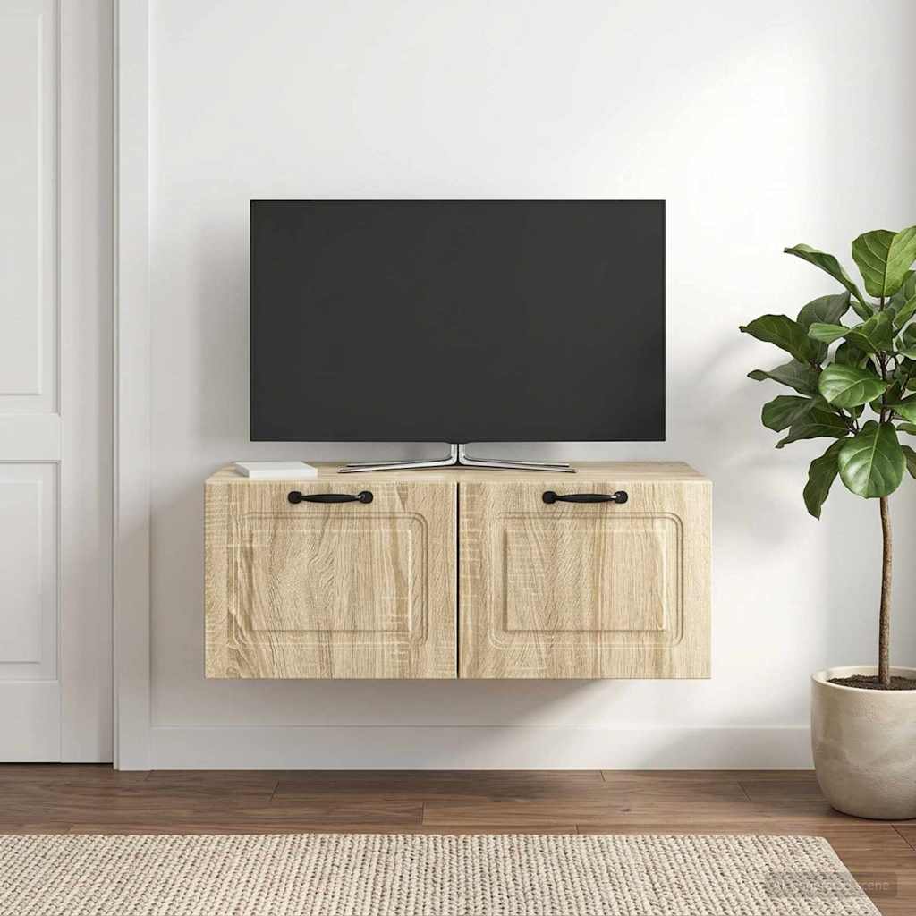 vidaXL Væghængt TV-skab Sonoma-eg 78,5 x 41 x 30 cm Konstrueret træ