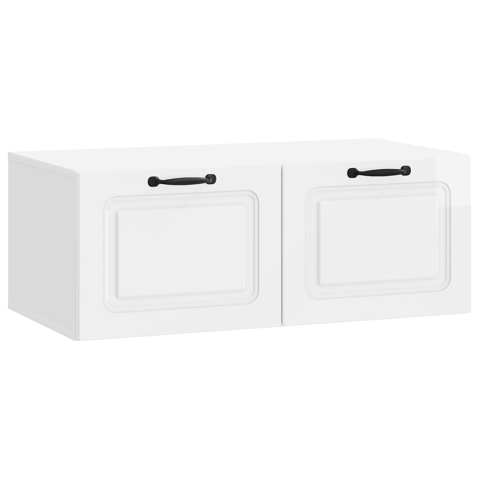 vidaXL Oglindă TV montată pe perete Alb foarte lucios Lemn prelucrat