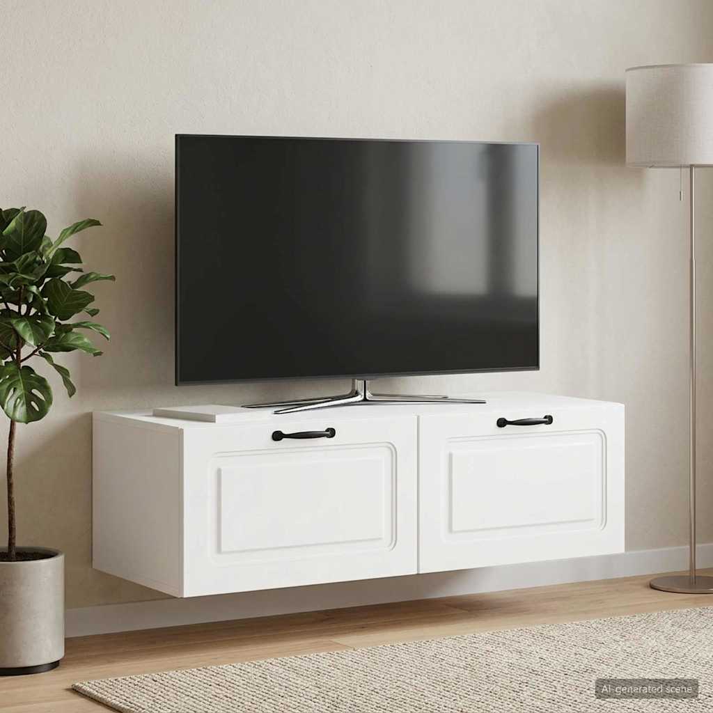 vidaXL Væghængt TV-skab Hvid 98 x 41 x 30 cm Konstrueret træ