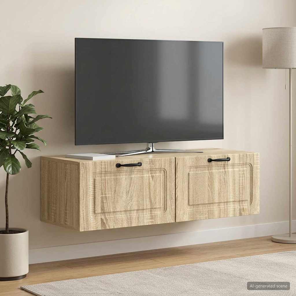vidaXL Oglindă TV montată pe perete Stejar Sonoma 98 x 41 x 30 cm